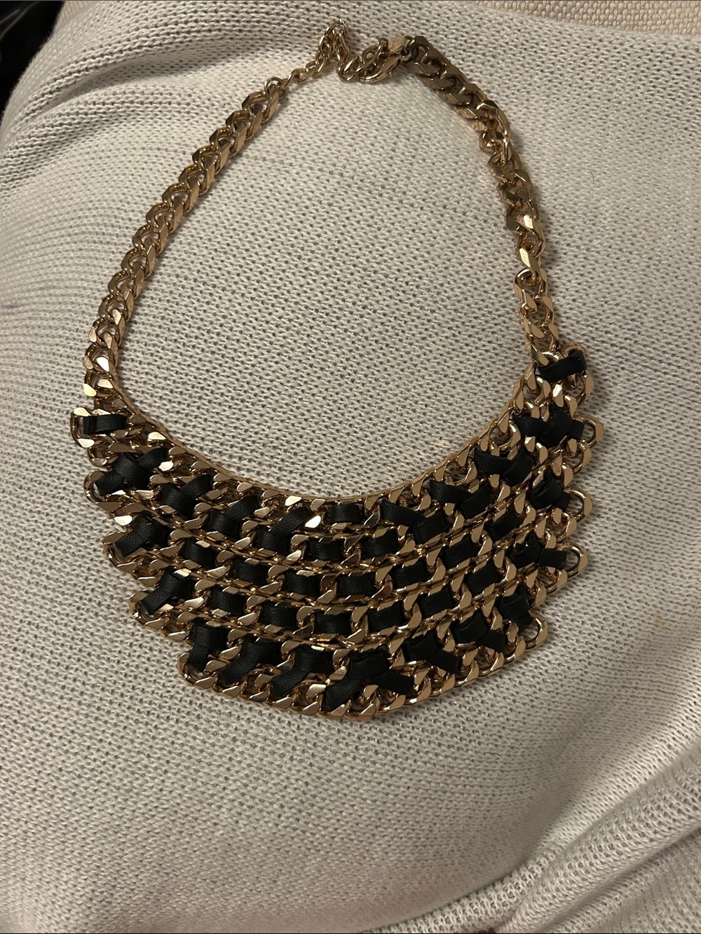 Zara Gold and Black Layered Chain Collar Necklace